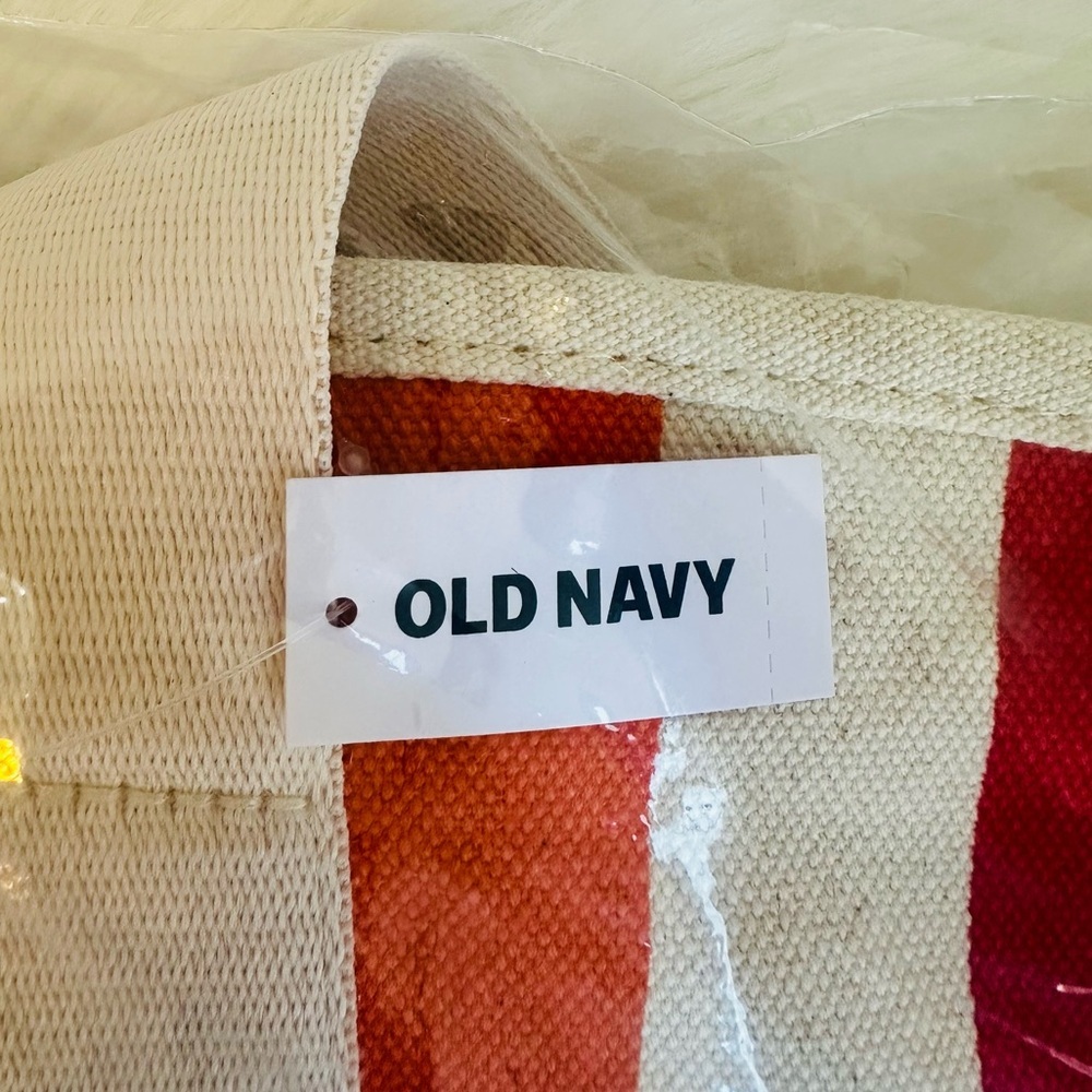 NWT Old Navy Multi Stripe Graphic Large Canvas Tote Beach Bag - Picture 8 of 9